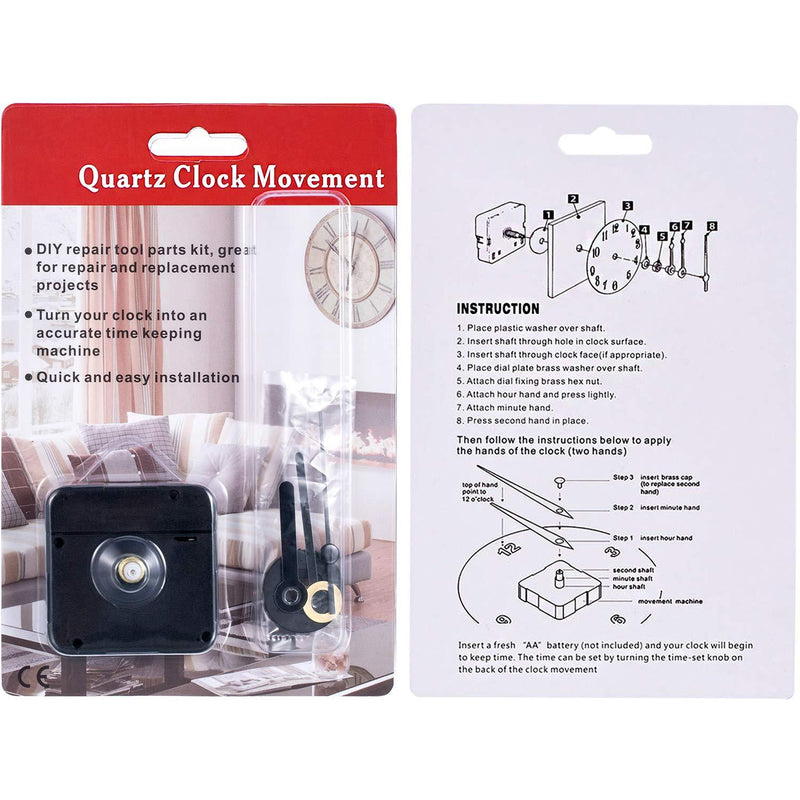 Mudder Clock Movement with Short Hands, 4/25 Inch Maximum Dial Thickness, 3/5 Inch Total Shaft Length