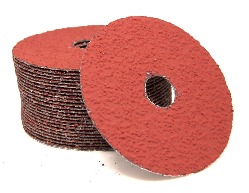 Benchmark Abrasives 4-1/2" Premium Ceramic Resin Fiber Discs with Double Resin Bond Technology 7/8" Arbor 24 Grit - 25 Pack