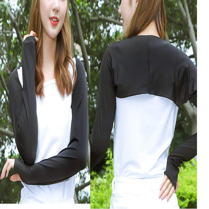 Hairwilly Advanced Cooling Shawl Arm Sleeve Sun Protection Comfortable & Breathable for Women Golf & Outdoor Sports Black X-Large