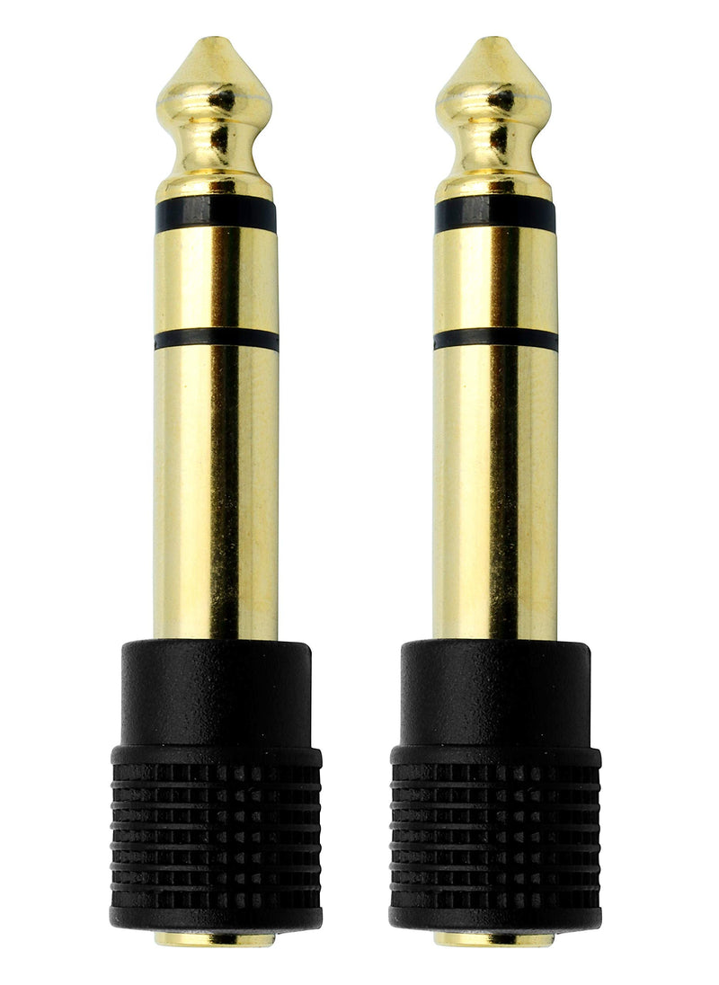Audio Adapter 6.35mm (1/4 inch) Male to 3.5mm (1/8 inch) Female Stereo Headphone Connector Gold Plated, 2 Pack