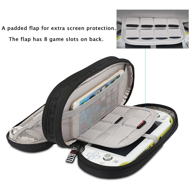 BUBM Double Compartment Storage Case Compatible with PS Vita and PSP, Protective Carrying Bag, Portable Travel Organizer Case Compatible with PSV and Other Accessories, Black