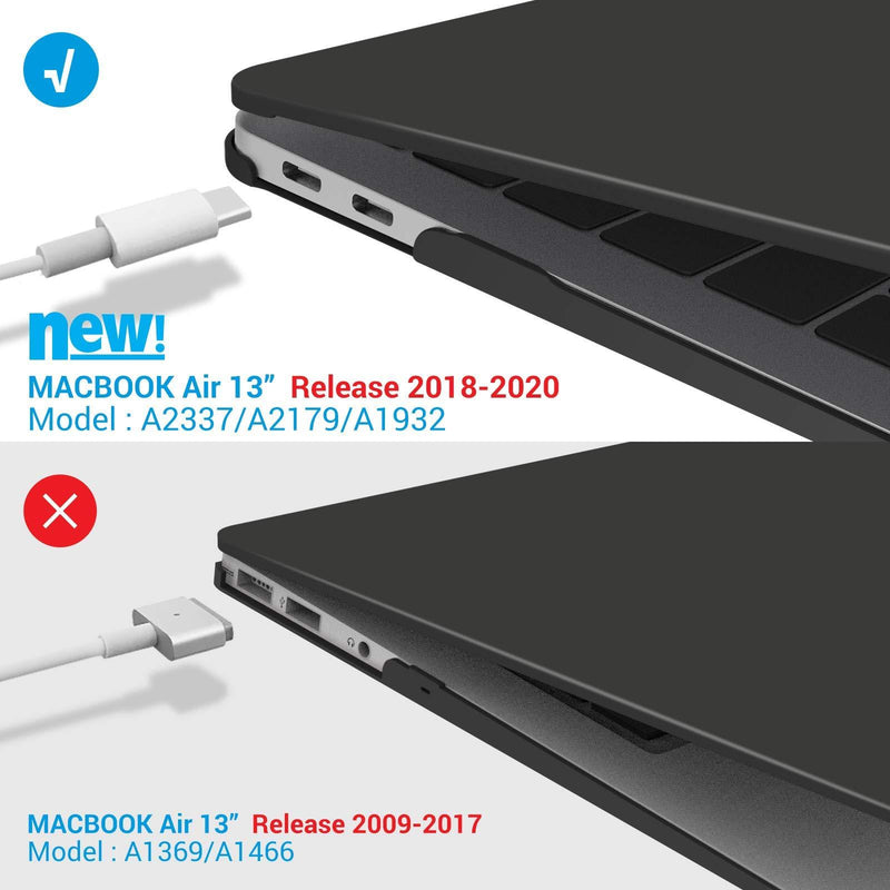 IBENZER New 2020 MacBook Air 13 inch Case M1 A2337 A2179 A1932 Plastic Hard Shell Case with Keyboard Cover for Apple Mac Air 13 Retina Display with Touch ID (2018-2020), Black, MMA-T13BK+1A Latest Macbook Air 13'' A2337/A2179/A1932
