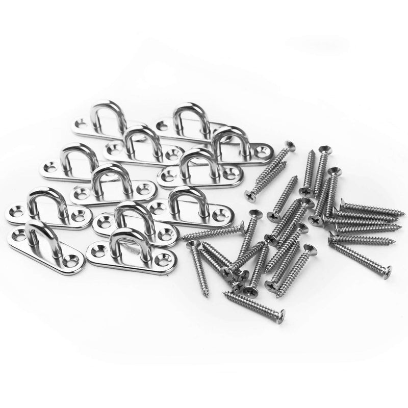 EXCELFU 12 Pieces Stainless Steel Ceiling Hook 1.8 inch Pad Eye Plate Marine Hardware Staple Hook Loop with Screws