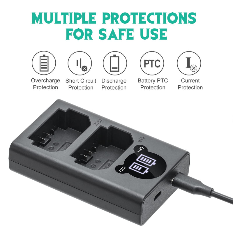 Kimaru NP-FZ100 Battery Charger, Double Slot NP-FZ100 Charger for Sony BC-QZ1 Charger, Alpha FX3, FX30, A1, A7C, A9, A9 II, A7R III, A7R IV, A7S III, A7 III, A7 IV, A6600 Cameras.