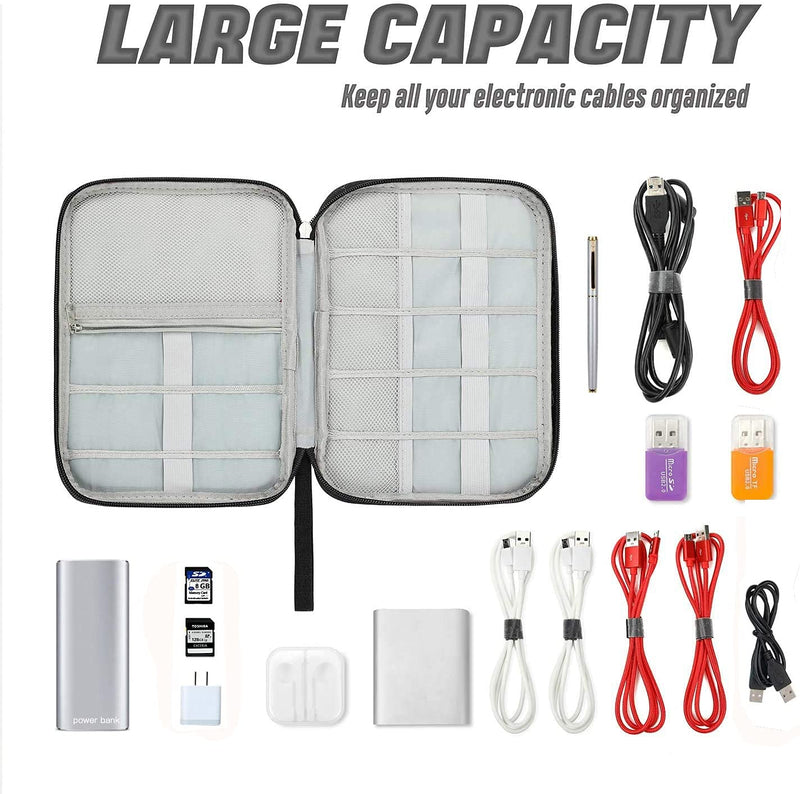Electronic Organizer Travel Universal Cable Organizer Electronics Accessories Cases for Cable, Charger, Phone, USB, SD Card,1Pack Black Single Layer/9.85”x7.48”x0.79”