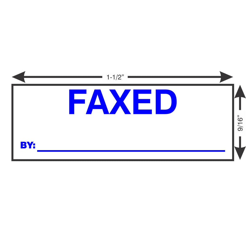 Supply360 AS-IMP1119B - FAXED Stamp with by: Line, Blue Ink, Heavy Duty Commerical Self-Inking Rubber Stamp, 9/16" x 1-1/2" Impression