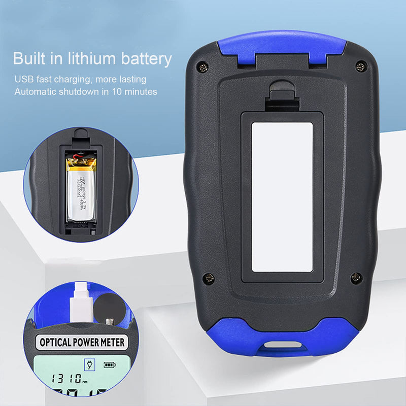 Fiber Optic Power Meter, 3-in-1 Optical Power Meter Fiber Optic Tester with RJ45 Tester and LED Lighting, -70~+10 dBm Mini Rechargeable Fiber Optic Power Meter, FC/SC/ST
