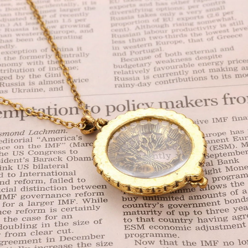Sherry Magnifiers 5X Antique Hanging Magnifier Hollow Out Necklace Pendant Map Reading Magnifying Glass (Gold 02) Gold 02