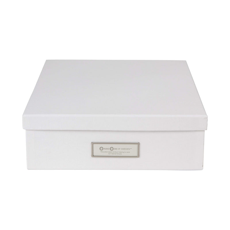 Bigso Oskar Fiberboard Label Frame Document Letter Box, 3.3 x 10.2 x 13.8 in, White