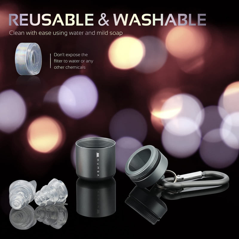 High Fidelity Concert Earplugs, Reusable Musicians Ear Plugs, 24dB Advanced Filter Technology Ear Protection for Music Festivals, DJs, Musicians Silver