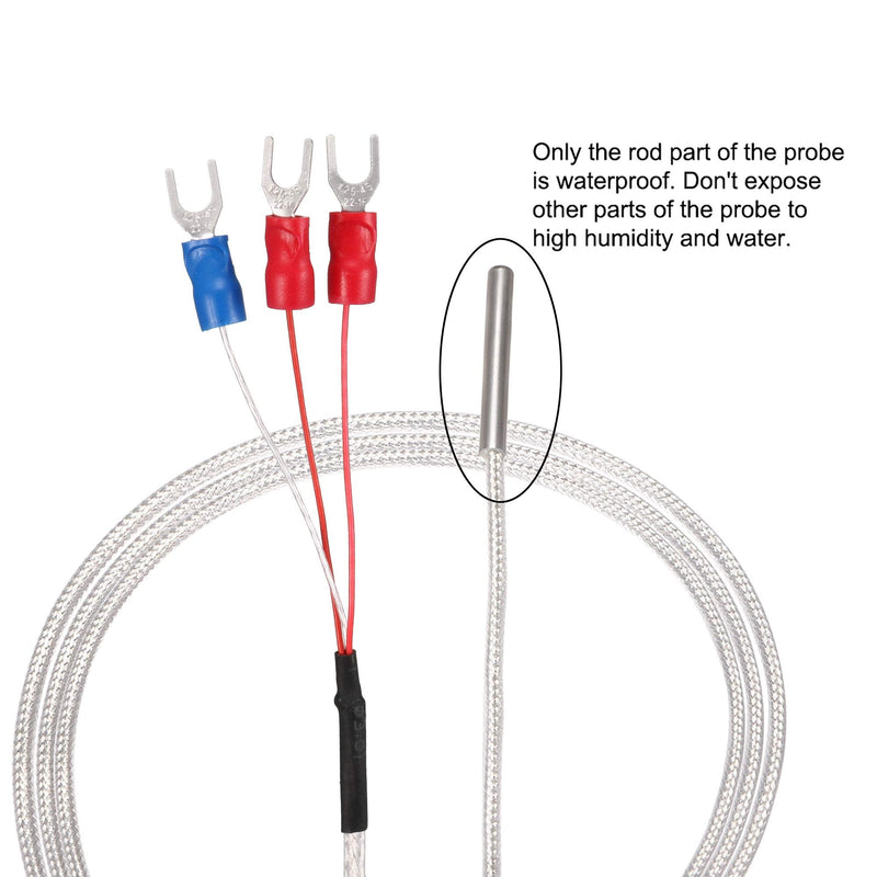 uxcell PT100 RTD Temperature Sensor Probe 3 Wires Cable Thermocouple Stainless Steel 50cm(1.64ft) (Temperature Rang: -20~420°C)
