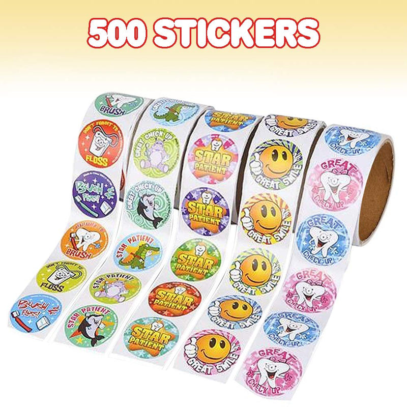 ArtCreativity Dental Sticker Rolls Assortment - Set Includes 500 Dental Themed Stickers - Dental Reward, Goodie Bag Fillers, Party Favors - Fun Craft Tool for Children Ages 3+