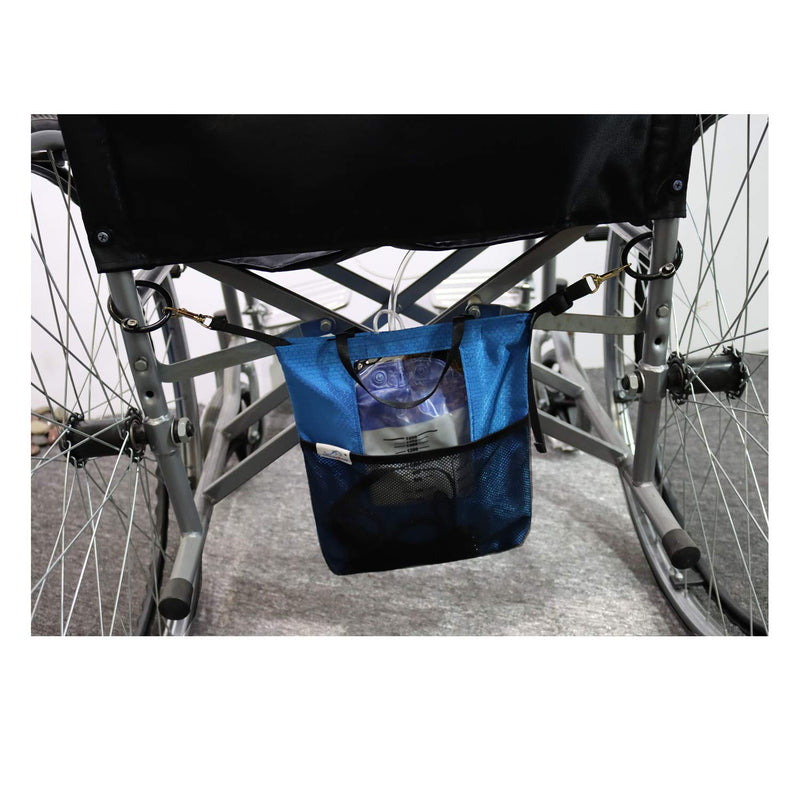 JISUNZON Urine Drainage Bag Holder - Privacy Covers for Wheelchairs, Bed Rails, Scooters - Conceals Catheter Line, Small Pocket - Durable Hooks, (Blue) Blue