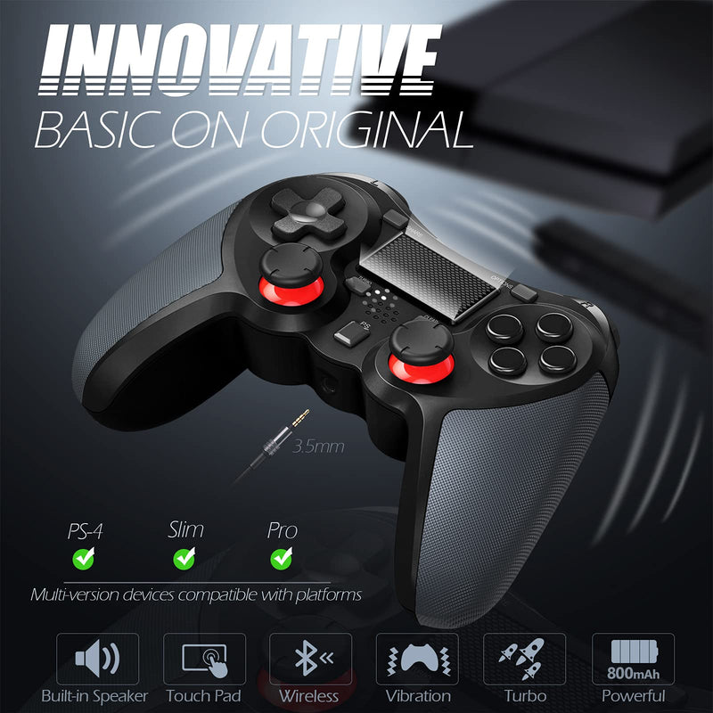 TERIOS Wireless Controllers Compatible with Playstation 4,Game Controllers for PS4 Pro, PS4 Slim, Built-in Speaker - Stereo Headset Jack Multitouch Pad - Enhanced Dual Vibration (Black) Black