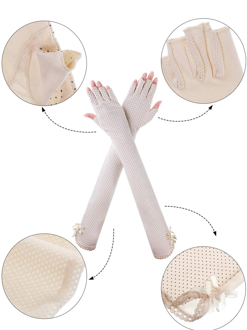 2 Pairs Women UV Sun Protection Driving Gloves Touchscreen Arm Sun Block Gloves for Outdoor Sports Summer Supplies Color Set 2