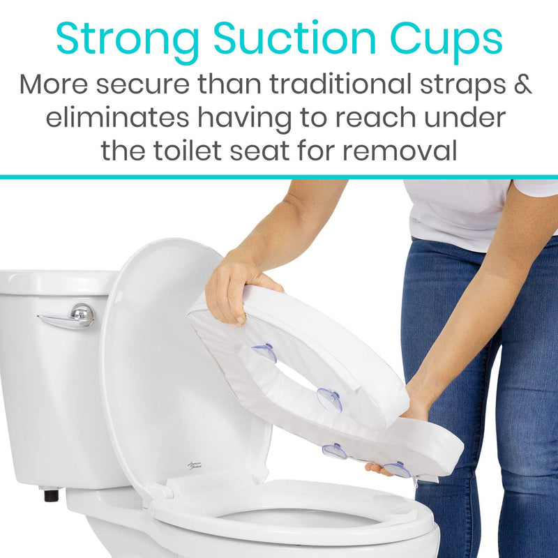 Vive Toilet Seat Cushion - Easy Clean Soft Padded Bathroom Attachment - Elongated, Standard Seats - Comfort and Support Donut for Handicap, Adults, Coccyx Tailbone Pain Relief (2" Cushioned Foam) 2" Cushioned Foam