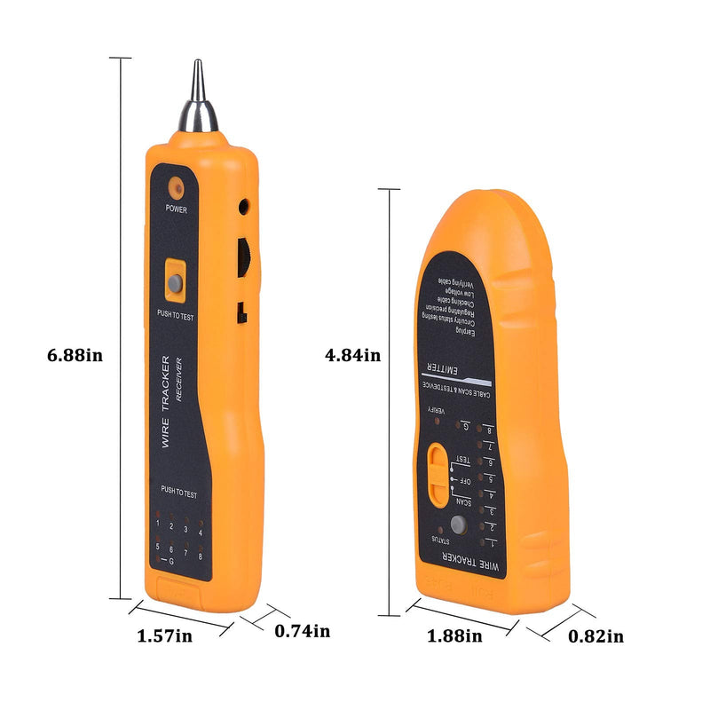 Network Cable Tester, RJ45 RJ11 Multi-Function Wire Tracer and Circuit Tester with Earphone for Cable Collation, Network & Telephone Line Test, Yellow