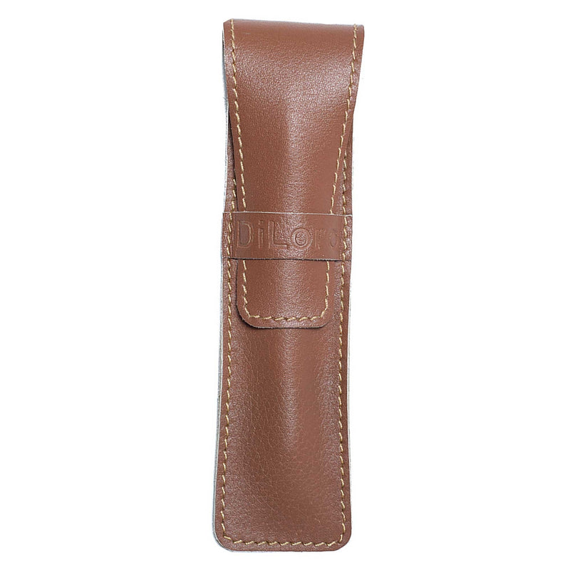 DiLoro Single Pen Case Holder Sleeve Thick Buffalo Full Grain Leather (Buffalo Dark Tan) Buffalo Dark Tan