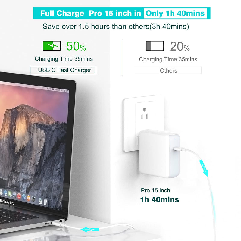 USB C Charger Power Adapter Compatible with MacBook Pro 16, 15, 13 inch, New Air 13 inch 2020/2019/2018, Thunderbolt 3 Block, 6.6ft 5A Cable