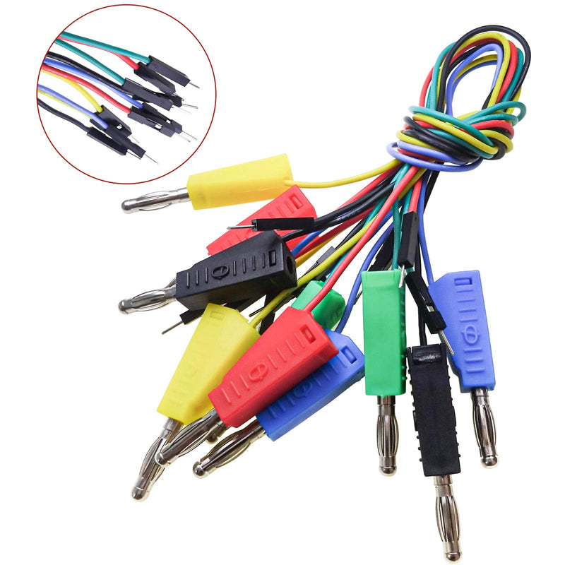 Goupchn Stackable Banana Plug to Breadboard Male Jumper Wires Soft Flexible Silicone Test Leads for Electrical Testing P1532