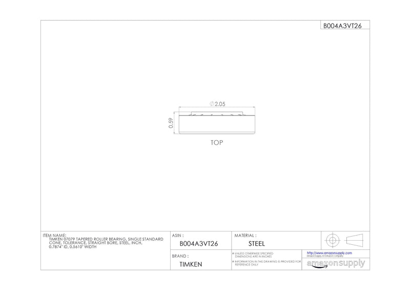 TIMKEN Tapered Bearing Cone, 0.060" Max Shaft Fillet Radius