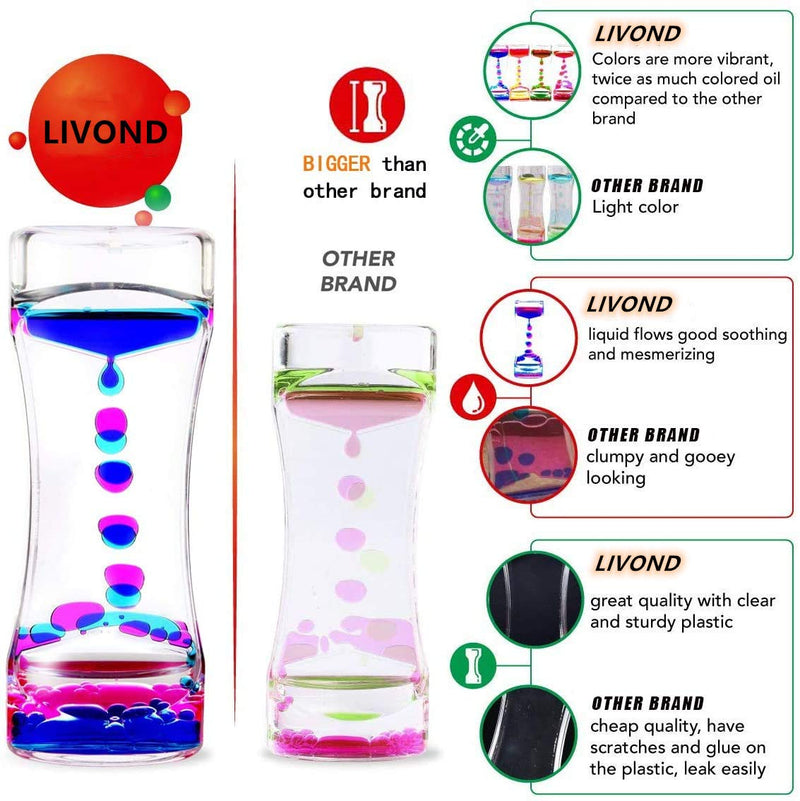 LIVOND Liquid Motion Bubbler Sensory Timer, 2 Minute – Big Calming Sensory Bubble Toy for Kids with Autism ADHD Anxiety or Special Needs  (3 Pack) 3 Pack