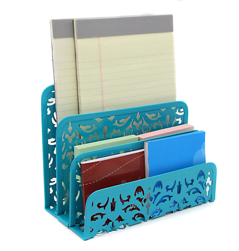 EasyPAG Cute Office Supplies 3 Piece Desk Organizer and Accessories Set - Letter Sorter, Pen Holder,Sticky Notes Holder,Dark Teal Dark Teal
