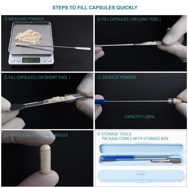 Capsule Filling Machine Pill Filler - Sizes 00 Capsule Special-Purpose Herb Powders Tamper Tool Spoon, Micro Lab Spoons Spatula with Fast and Easy Filling Sizes #00#000 Capsule #00 #000
