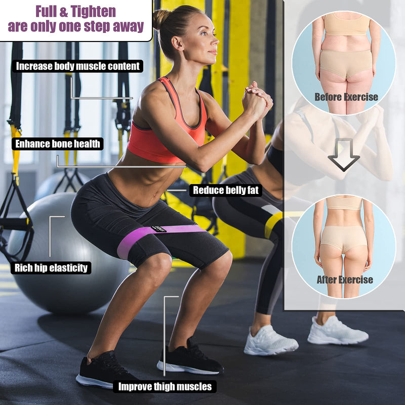 Hurdilen Resistance Bands Loop Exercise Bands ,Workout Bands Hip Bands Wide Resistance Bands Hip Resistance Band for Legs and Butt,Activate Glutes and Thigh Pink,Green,Purple