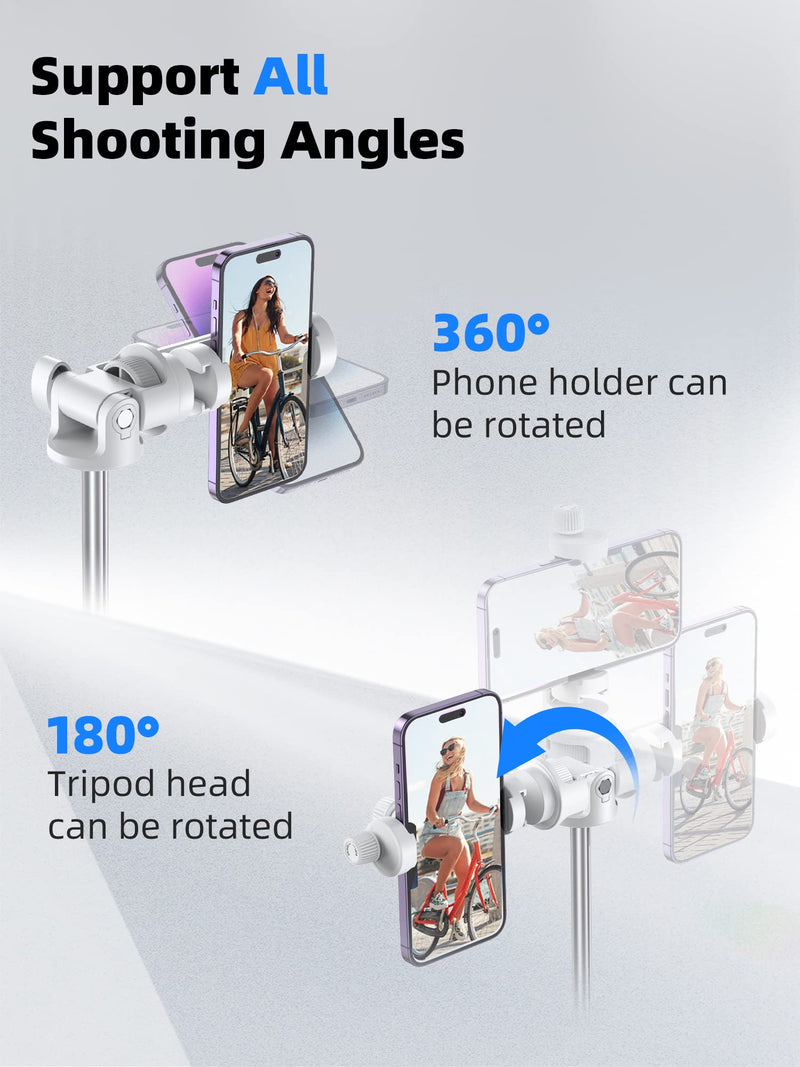 [Newest] 62" Selfie Stick Tripod with Remote - Kaiess iPhone Tripod Stand, Wider Legs & Thicker Tube iPhone Tripod with Rotation Phone Holder Fit for iPhone 14 13 12 Pro Max/Samsung/Camera/GoPro