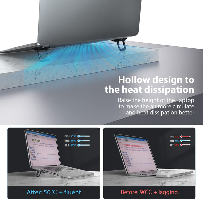 Nillkin Portable Laptop Stand Keyboard Riser Adjustable Angle, 2PCS Invisible Computer Kickstand Foldable, Ergonomic Laptop Desk Stand for MacBook Pro/Air, Lenovo,10-17 Inches Tablet&Laptop, Black