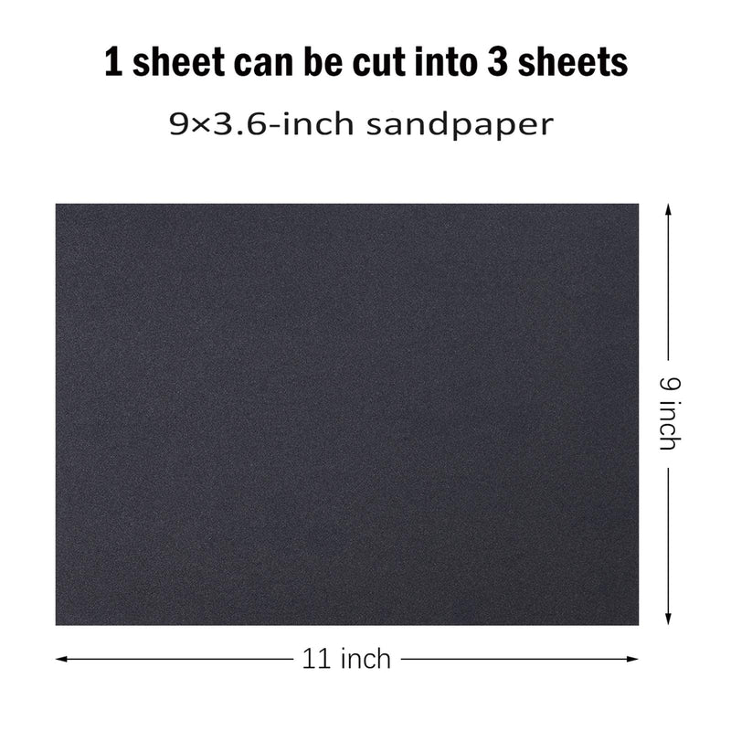 120 To 5000 Assorted Grit Sandpaper for Wood Furniture Finishing, Metal Sanding and Automotive Polishing, Dry or Wet Sanding, 9 x 11 Inch, 36-Sheet SP36911