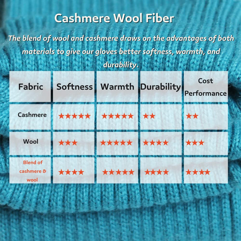 Share Maison Fingerless Arm Warmers for Women Winter Stretchy Gloves Cashmere Wool Gloves 50cm Extra Long Gloves 2-lake Blue