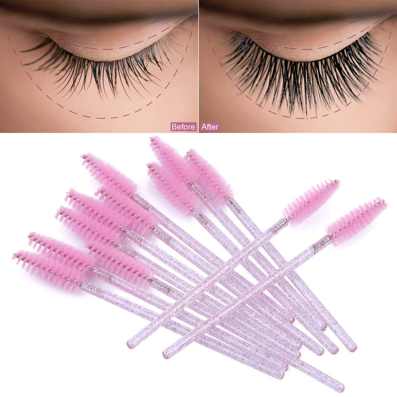 Tbestmax 500 Disposable Mascara Wands Eyelash Brush Spoolies for Eyebrow Eye Lash Extension Colorful Crystal Stick -5-color