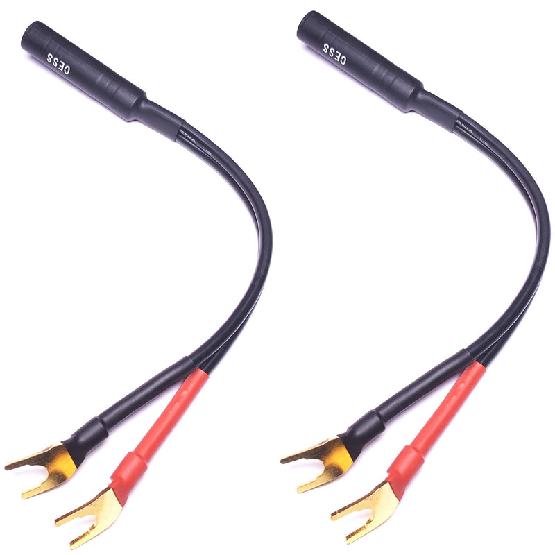 CESS-002L Barrier Spade Fork to 1/4 Inch TS Speaker Cable Adapter (Large Spade) Large Spade