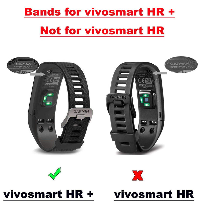 ECSEM Replacement Soft Silicone Bands and Straps Compatible with Garmin vivosmart HR+ ONLY (not for vivosmart hr) with Tool and Screw Black