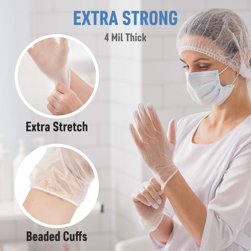 Powder Free Disposable Gloves Medium -100 Pack -Clear Vinyl Medical Exam Gloves Medium (Pack of 100)