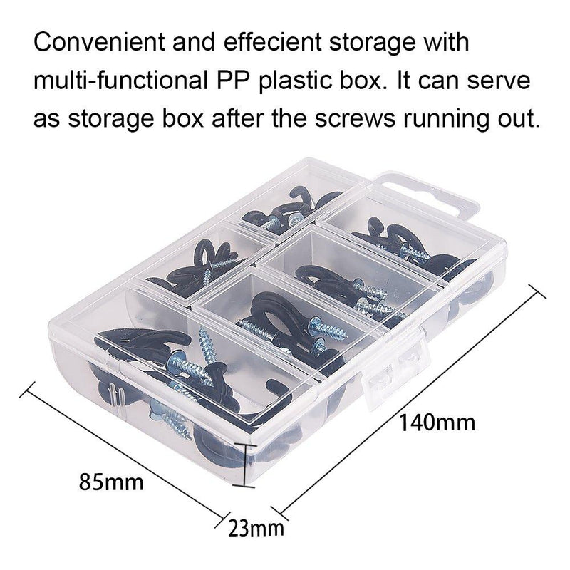 KUUQA Cup Hook Kit Black Vinyl Coated Ceiling Screw Mug Hooks, 70 Pieces, 6 Sizes 70pcs