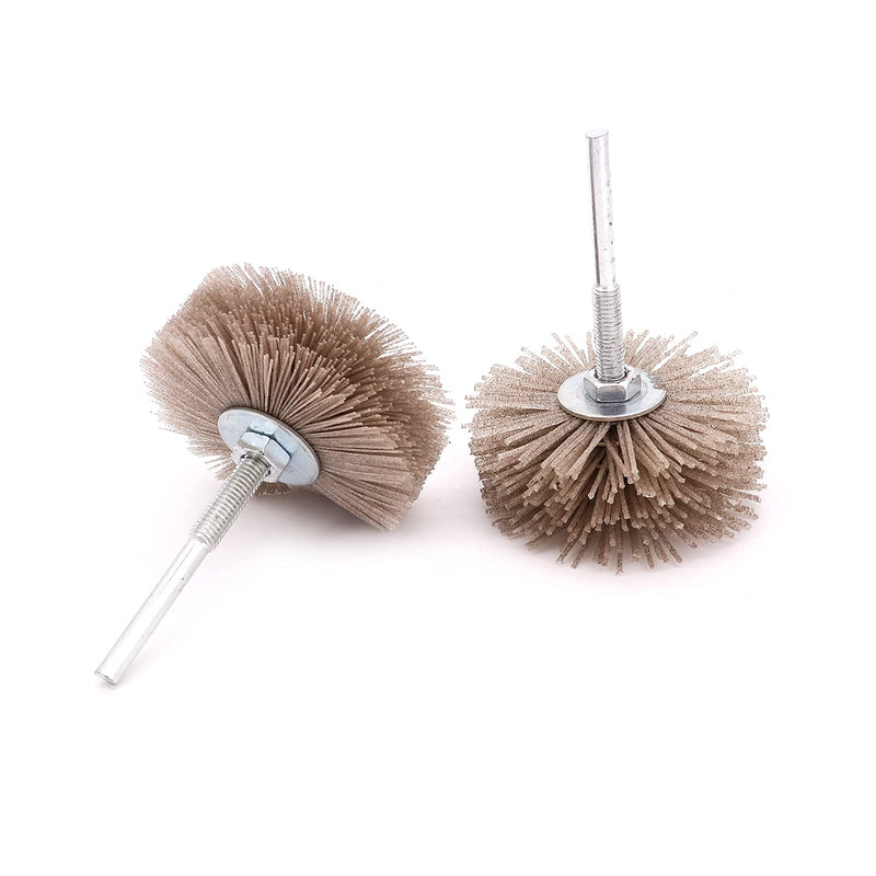 Yuhtech Disc Brush Nylon, 5 Pieces 5 Size Abrasive Nylon Wheel Brush 80Grit 120Grit 180Grit 240Grit 320Grit Nylon Disc Brush with 6mm Shaft Woodworking Polishing Grindering Wheel
