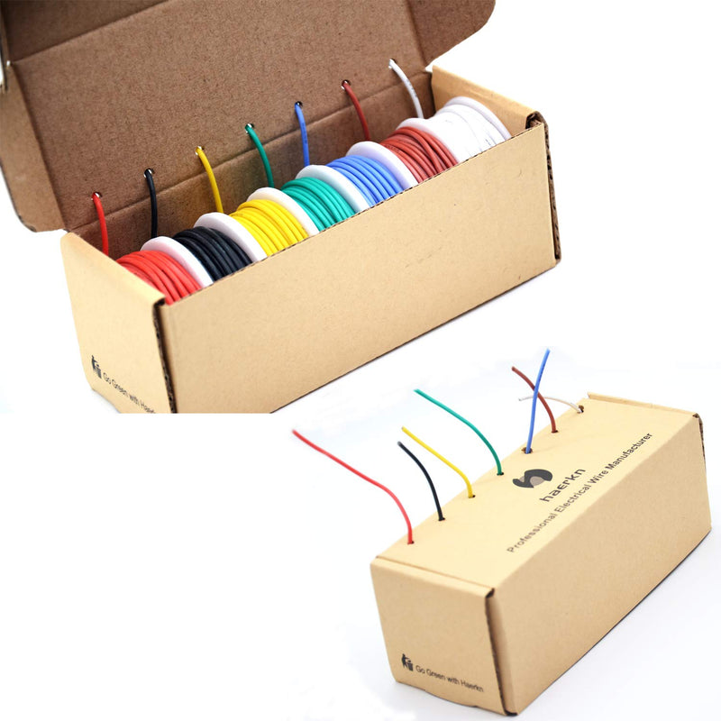 0. 05mm² 30 AWG Silicone Electrical Wire Connect Cable Soft and Flexible Stranded Wire Made of Tinned Copper Wire High 7 Colors Each 20 Meter Spool Temperature Resistance 200 Celsius 60V 0.05mm²/30awg-7 Color
