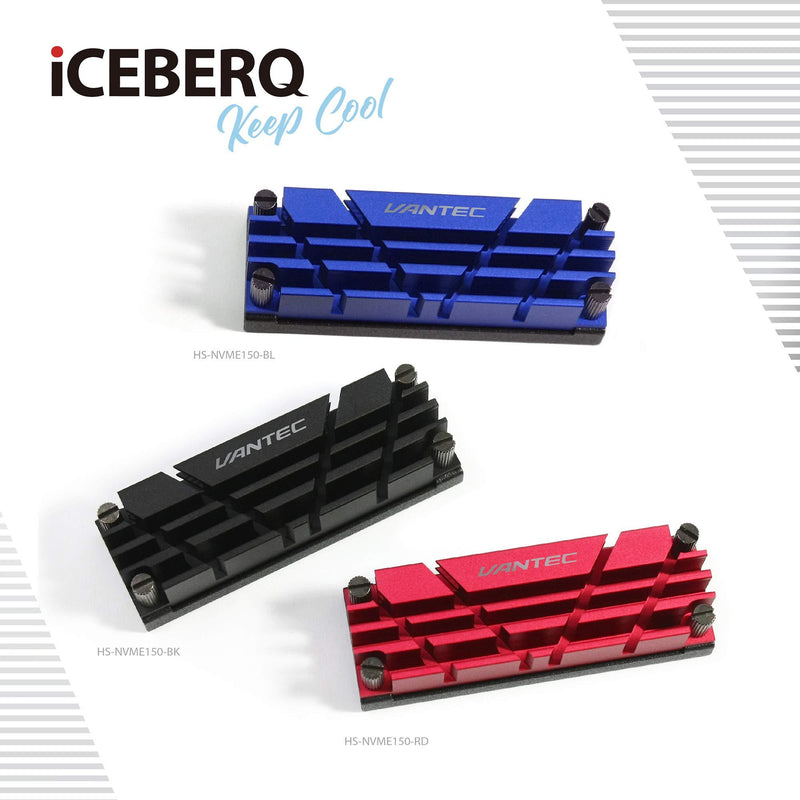 Vantec ICEBERQ M.2 NVMe/SSD Heat Sink with Thermal Pad (HS-NVME150-RD, Red)