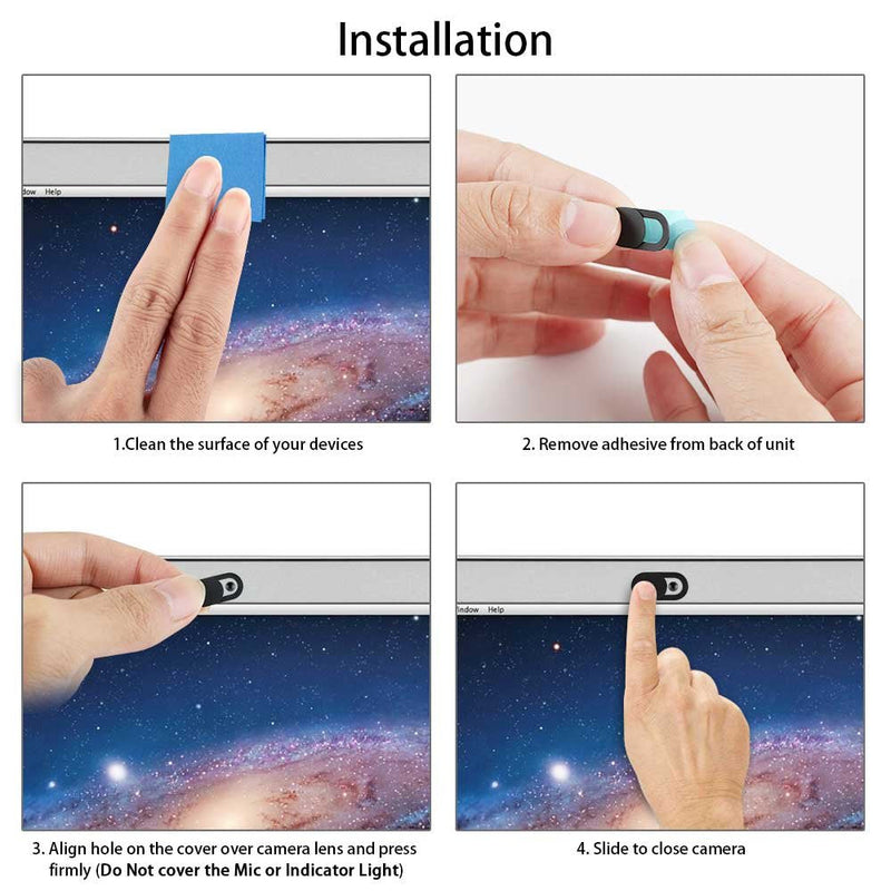 Webcam Cover (6 Pack) Yilador 0.03 inch Ultra Thin Laptop Camera Cover Slide for Computer MacBook Pro/Air iMac iPhone Cell Phone PC Tablet Notebook Surface Pro Echo Show Camera Blocker Slider - Black 6 PCS