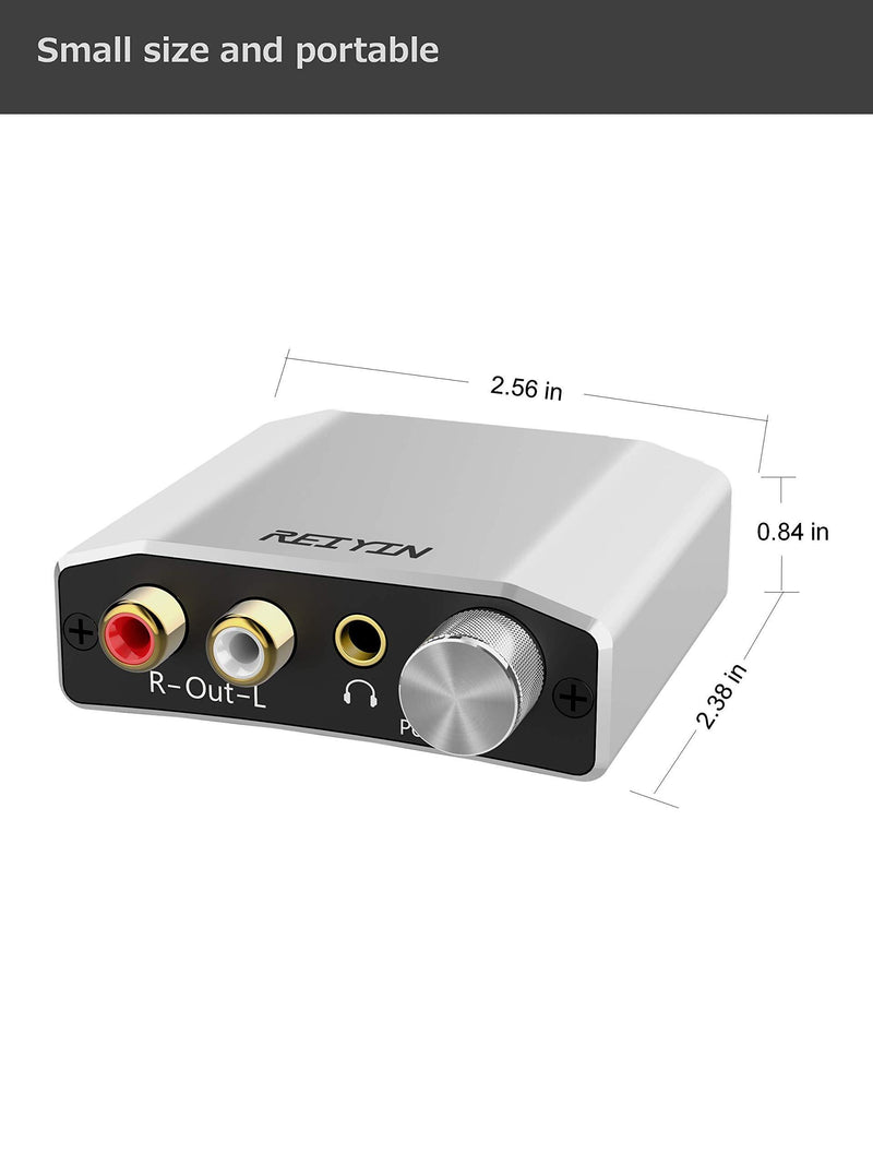 Reiyin DA-01 Digital to Analog Converter DAC Digital Optical Coaxial Toslink to Analog Stereo L/R RCA 3.5mm Audio Adapter with Volume Control for PS3 PS4 Xbox DVD AV Amps Cinema Systems Apple TV