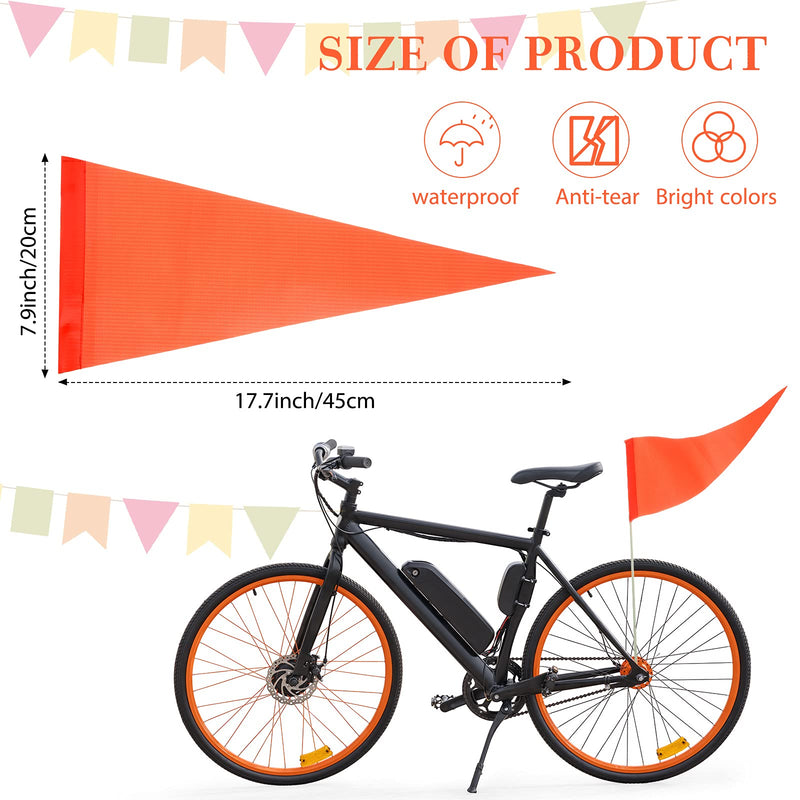 2 Pieces Replacement Safety Flag Pennant High Visibility Bike Safety Flag with Pole Tear-resistant Waterproof Bicycle Safety Flag for Children's Bicycle Electric Car Outdoor Tent (Orange) Orange