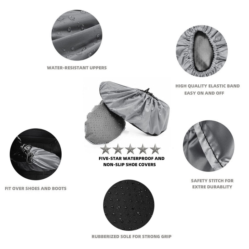 5 Pairs Waterproof Anti slip Washable Reusable Boots Cover Indoor Shoe covers (Medium, Grey) Medium