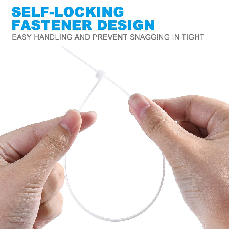 Hmrope 100pcs Cable Zip Ties White Heavy Duty 12 Inch, Premium Plastic Wire Ties Clear with 50 Pounds Tensile Strength, Self-Locking Nylon White Zip Ties for Indoor and Outdoor