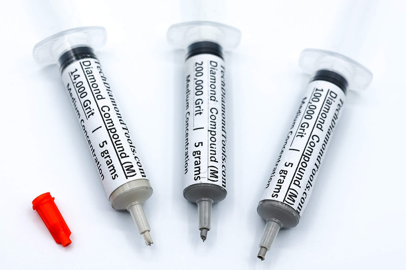TechDiamondTools Kit of 3 Diamond Polishing Compound Polishing Paste 14000 100000 200000 Grit for Marble Glass Metal Rock Jewelry Resin Silver Gemstone 25% of Diamond Powder USA Made 200000 100000 14000 grit