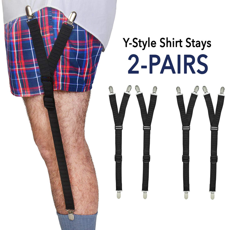 World's Best Shirt Stays from Shirt Stay Plus - Made in USA (Y-Style, Select Series) Y Style Shirt Stays (2-pairs - Black)