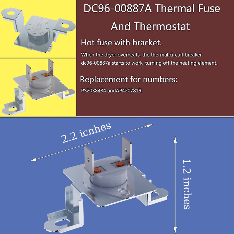 DC47-00019A Dryer Heating Element,DC96-00887A and DC47-00016A Thermal Fuse Thermostat,DC47-00018A Thermal Cut-Off Fuse Compatible With samsung dryer dv40j3000ew a2 dv45h7000ew a2  dv42h5000es(4-piece)