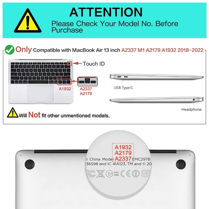 MOSISO Compatible with MacBook Air 13 inch Case 2018-2020 Release A2337 M1 A2179 A1932, Plastic Hard Case & Vertical Sleeve Bag, Airy Blue